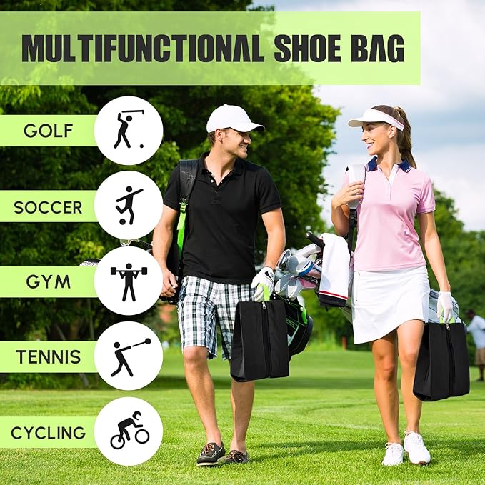 2 Pcs Smell Proof Cleat Bag for Sports, 4 Layer Odor Absorbing Soccer Football Baseball Golf Shoe Bag, Waterproof Mud Resistant Shoe Storage Pouch Fits up to Size 14 (Black)