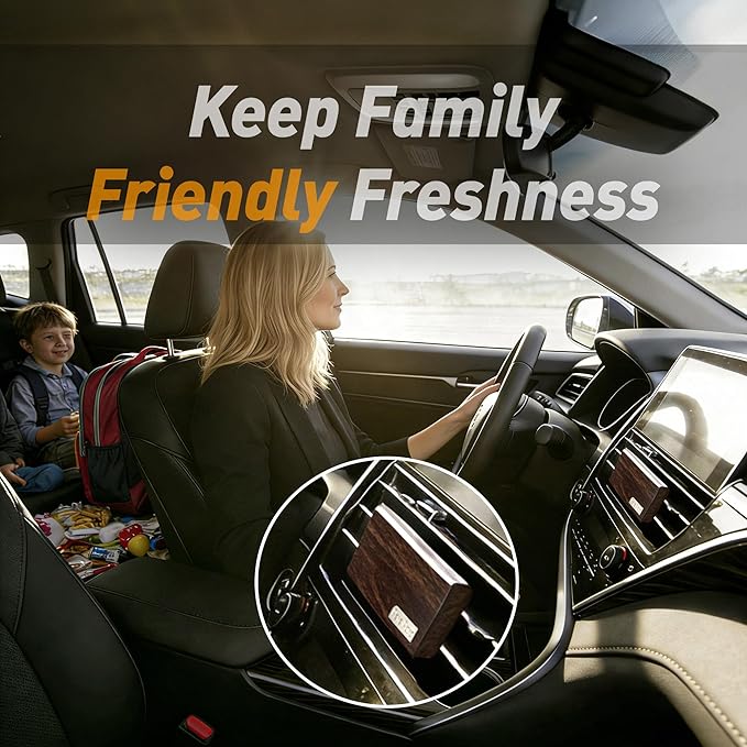 4 Packs Citrus Scented Natural Wood Vent Clips,【Brighten Cabin Mood】 Odor Refresh Car Scents Air Freshener Refills, Long Lasting Fragrance Diffuser, SUV Essentials Gift for Women
