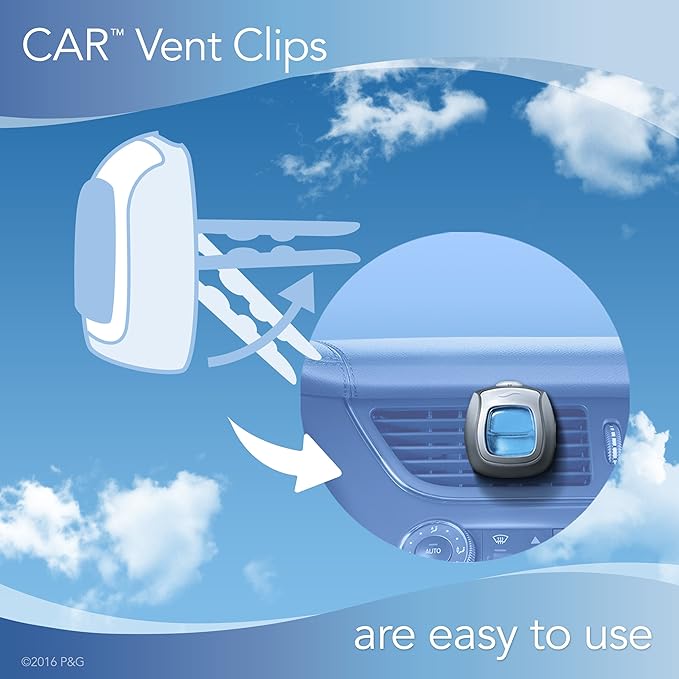 Febreze Air Freshener, Car Vent Clip Air Freshener, Heavy Duty Air Freshener, Crisp Clean Air Freshener
