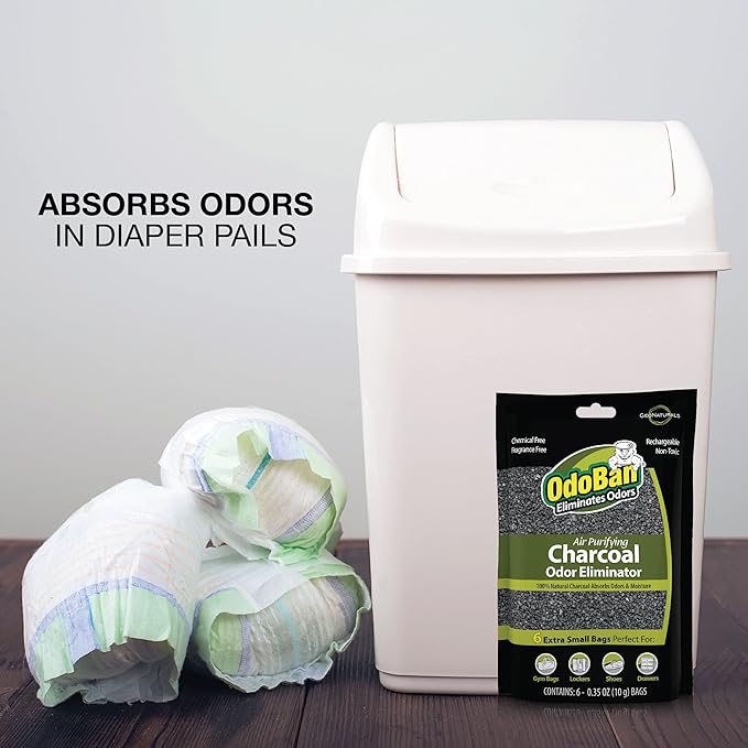 OdoBan Air Purifying Charcoal Natural Odor Eliminator, Non-Toxic Formula, Made in the USA, Fragrance Free, 10 Gram Bags, 72 Total