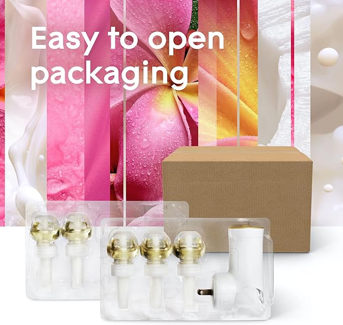 Glade PlugIns Refills Air Freshener Starter Kit, Scented and Essential Oils for Home and Bathroom, Tropical Blossoms, 3.35 Fl Oz, 1 Warmer + 5 Refills