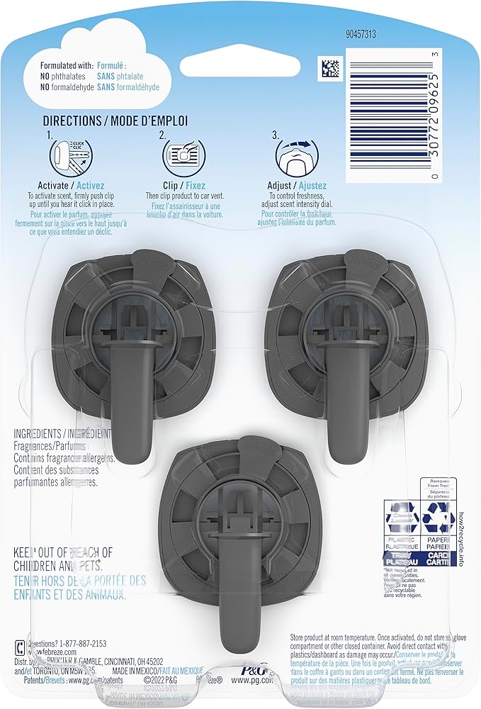 Febreze Car Vent Clip Air Freshener, Gain Island Fresh, 3 Count