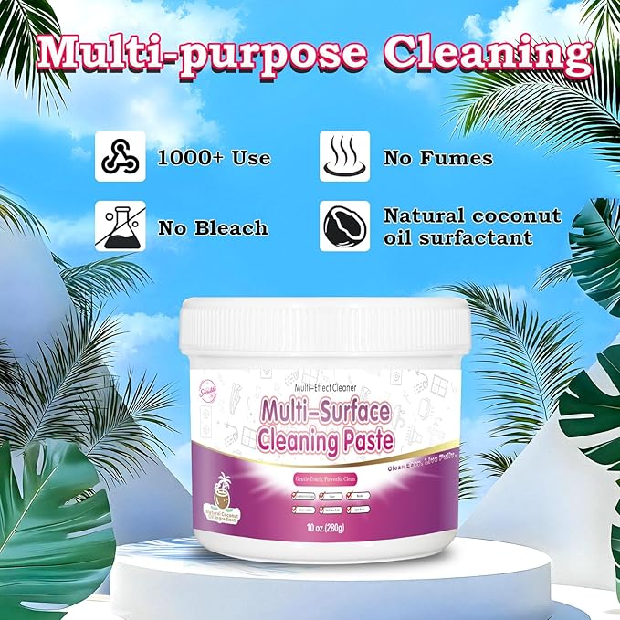 Snowlily All Purpose Cleaning Paste - Multi-Surface Cleaner for Stoves, Sinks, Tiles & White Shoes - Concentrated Formula Removes Grease & Hard Water Stains - 11 oz