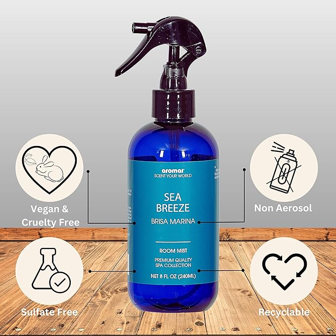 Aromar Essential Room Mist and Fabric Spray with Natural Freshener Aromatherapy for a Fresh and Rejuvenated Home 8 oz Baby Powder