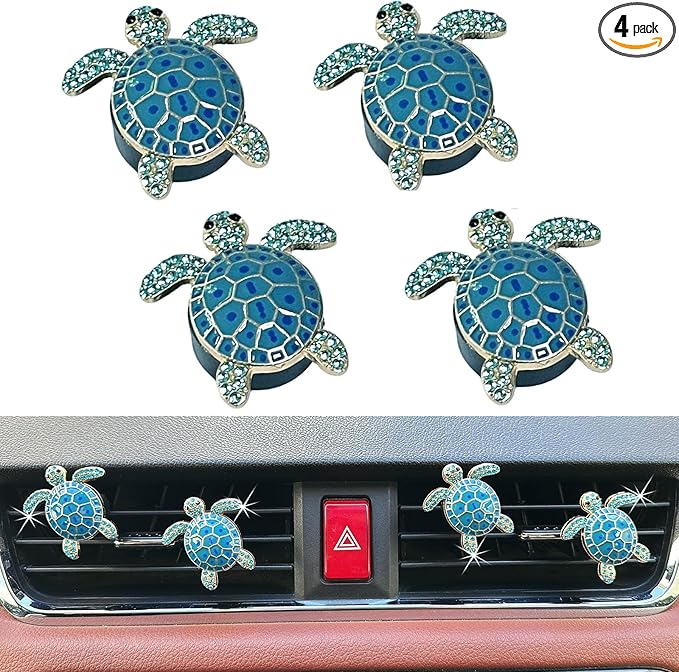 4pcs Cute Sea Turtles Car Air Vent Diffuser – Clip-On Air Freshener with Replaceable Refills, Perfect for SUV, Truck & Sedan, Adorable Car Interior Accessory & Creative Gift Idea(Blue, Ocean)