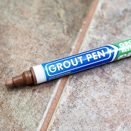 Grout Pen Tile Paint Marker: 2 Pack Terracotta with 5 Pack Replacement Tips (Narrow, 5mm) - Waterproof Grout Colorant and Sealer Pen to Renew, Repair, and Refresh Tile Grout - Cleaner Coating Stain Pe