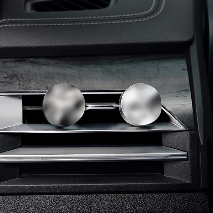 THEDOTS Gray Matte Metal Car Vent Clips, Refillable Air Freshener Car Decor, Moroccan Mint Tea Scent