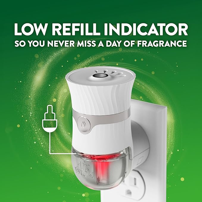 Air Wick Plug in Scented Oil Starter Kit (Warmer + 1 Refill), Fresh Linen, Air Freshener, Essential Oils