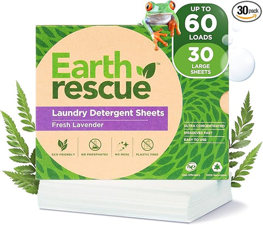 Laundry Detergent Sheets - Up To 60 Loads (30 Sheets) - Ultra Concentrated Liquidless Dry Laundry Detergent, Ideal For Sensitive Skin, Eco Friendly, Plastic Free - Fresh Lavender
