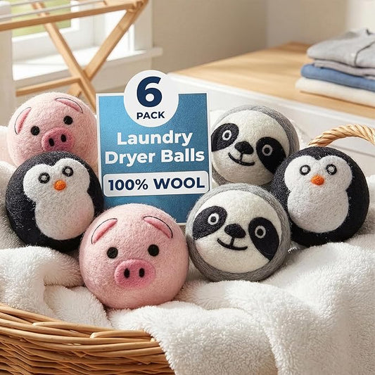 Best Brands Wool Dryer Balls 6 Pack - 100% Natural Fabric Softener Alternative, Reusable Laundry Balls for Dryer, Reduces Static Cling, Wrinkles & Drying Time, Safe for Baby Clothes & Delicates