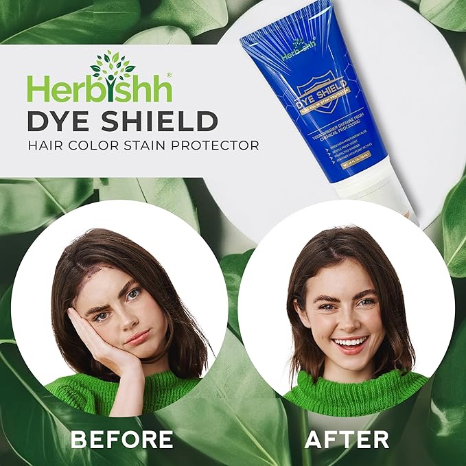Herbishh Hair Color Shampoo for Gray Hair Burgundy 500 ML - Dye Shield or Defender - Hair Color Stain Remover Wipes - Travel Pack With 5 Wipes