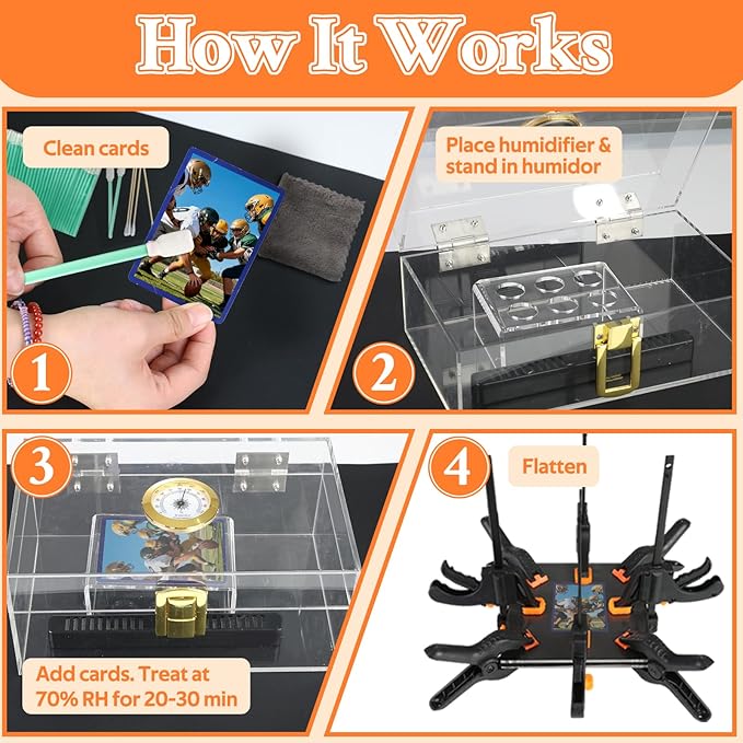 DEDC Card Cleaning Kit Flattening Restoration Repair Care Sport Card with Heat Pen, Acrylic Humidor and Accessories – Complete Solution for TCG Collectors and Enthusiasts Premium