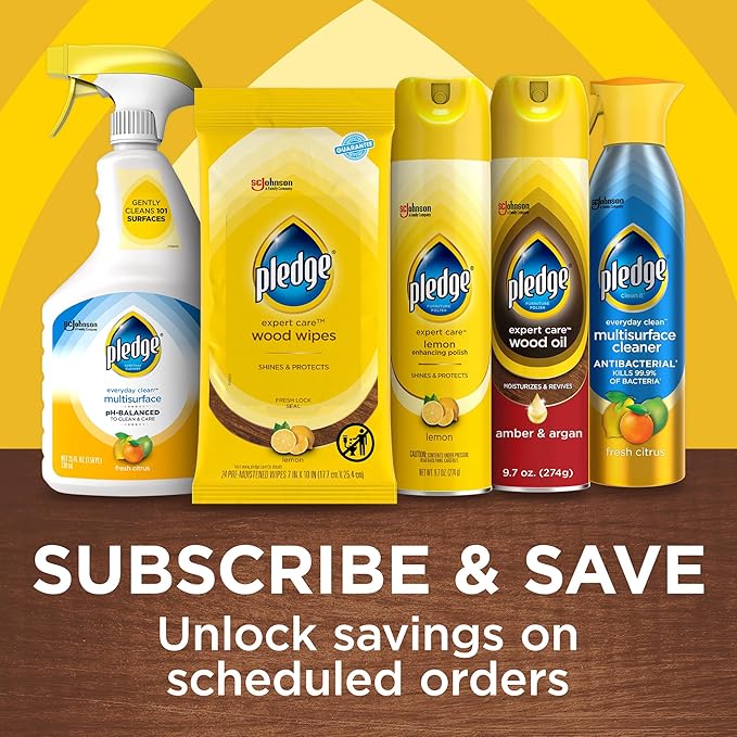 Pledge Antibacterial Multisurface Cleaner Spray, Wood Furniture, Stainless Steel, and Electronics Cleaner, Sanitizes as Cleans, Remove Dust and Messes - Fresh Citrus Scent, 9.7oz, Pack of 3