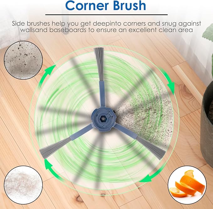 (6 Pack) C20 Omni Side Brushes Compatible With Eufy C20 Omni Robot Vacuum, Edge-Sweeping Brushes, Nylon Corner Brush, Replacement Side Brush Parts Accessories, Corner Brush