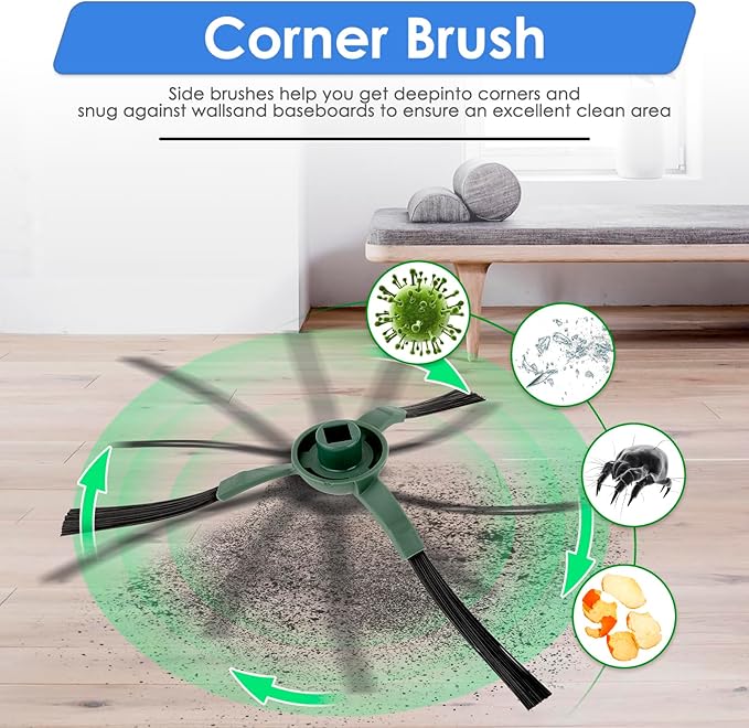 (33 Pack) Roomba 104 Y0140 Replacement Parts for iRobot Roomba Robot Vacuum and Mop Combo Y0110, Vacuum 2 Essential Q0520, Roomba 105 Combo,12 Filters, 12 Side Brushes, 6 Mop Pads, 3 Roller Brushes