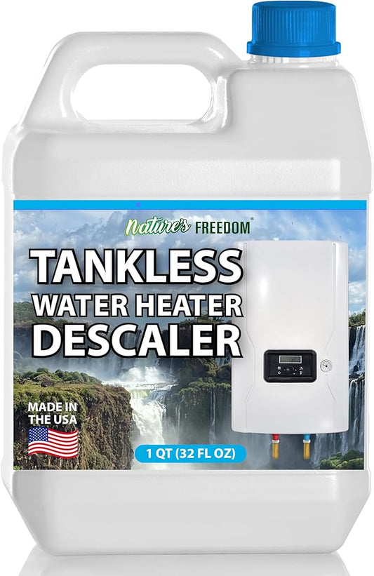 Nature's Freedom Tankless Water Heater Flush Descaler, Quart (32 oz) – Professional Non-Toxic Descaling Solution, Biodegradable, Made in the USA