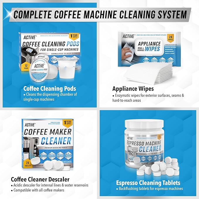 Coffee Machine Cleaner Descaler Tablets - 24 Count, Compatible With Nespresso, Keurig, Ninja, Delonghi, Miele, Coffee Maker Pot Descaling & Cleaning Tabs, Descale Drip Coffe And Espresso Machines
