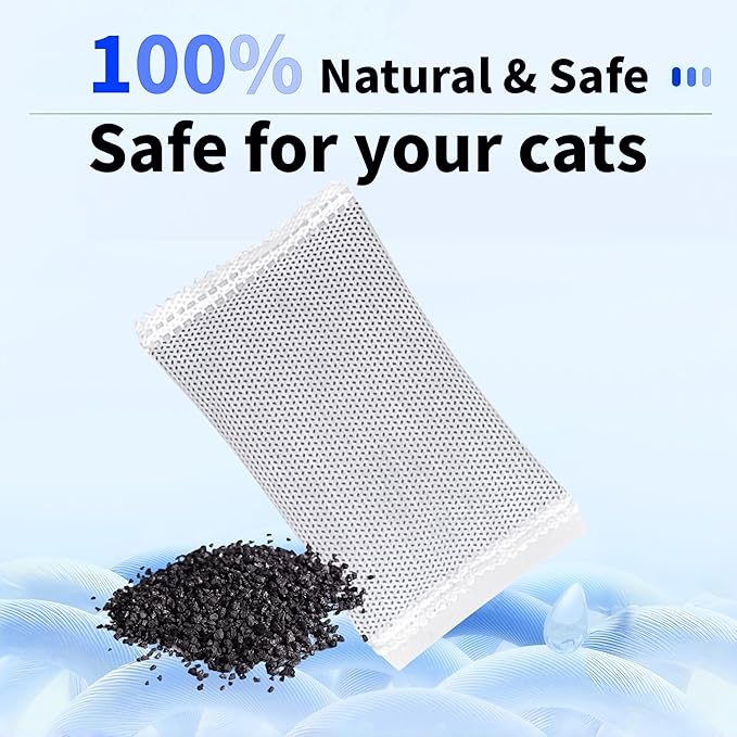 Marchul Activated Charcoal Odor Absorber (6 Pack, 20g Each) Natural Activated Charcoal Filters Refills, Cat Litter Smell Eliminator Filter for Marchul Enclosed Stainless Steel Litter Box