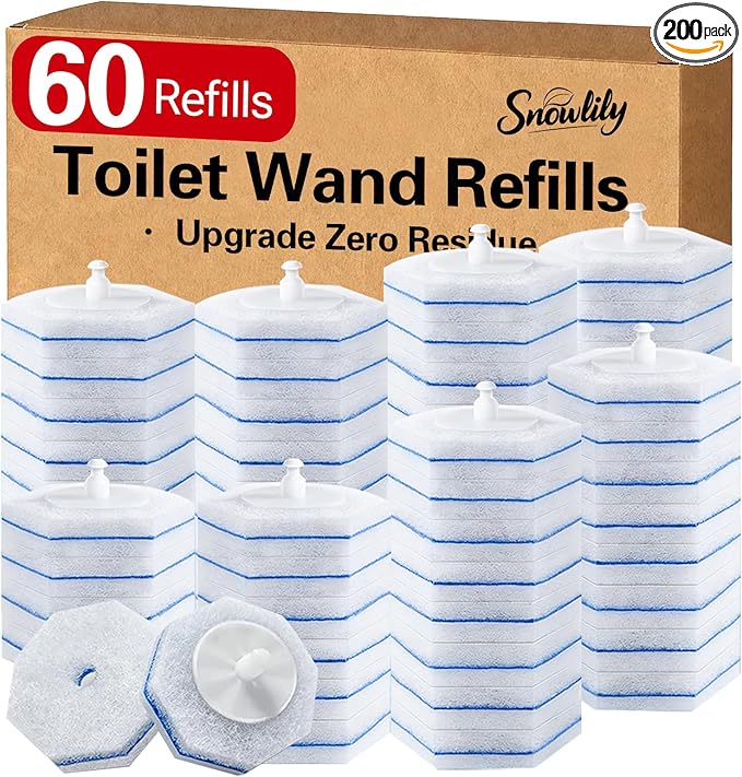 60 Count Toilet Cleaner Refill Pads Compatible with Clorox ToiletWand, High-Density Disposable Toilet Brush Refills for Powerful Scrubbing