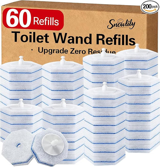 60 Count Toilet Cleaner Refill Pads Compatible with Clorox ToiletWand, High-Density Disposable Toilet Brush Refills for Powerful Scrubbing