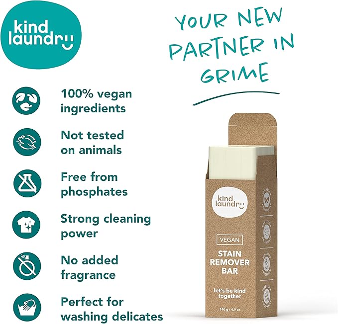 KIND LAUNDRY Detergent Sheets (Unscented) and Vegan Stain Remover Bar & Pre-Treater