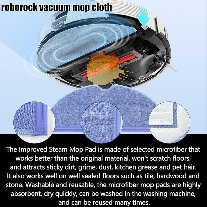 S7 Replacement Parts for Roborock S7 MaxV Plus T7S Robot Vacuum - 2 Main Brushes, 4 Mop Cloths, 4 Filters, 4 Side Brushes, Red