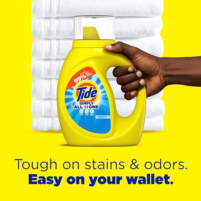 Tide Simply All-In-One Liquid Laundry Detergent, Refreshing Breeze Scent, 10 fl oz Each (Pack of 12)