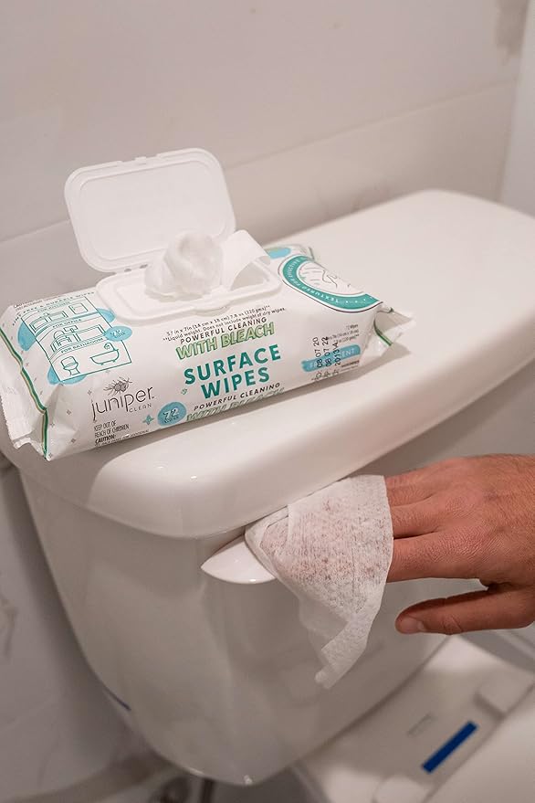 6 Pack Surface Cleaning Wipes with Bleach, All-Purpose Cleaner for Bathroom, Kitchen, Office, 72 Count Soft Flow, Fresh Scent, Lint Free & Durable