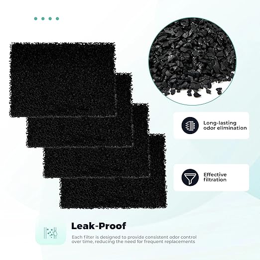 4 Packs Trash Can Odor Absorbing Filters - Activated Charcoal Filters Compatible with Simplehuman Filter Case Trash Cans & Compost Bucket, Activated Carbon Filters Absorb Odor