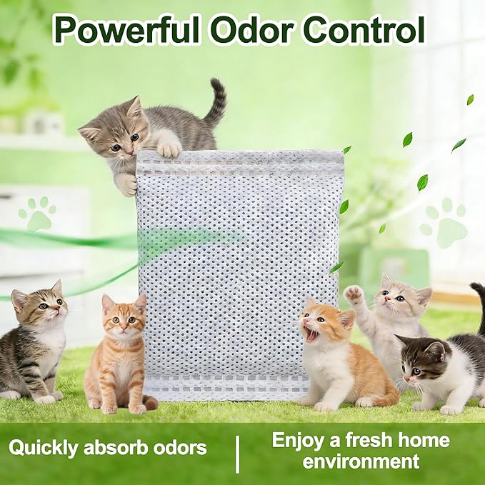 NewKe 12 Pack Odor Remover Refills for Hooded Cat Litter Box, Activated Charcoal Filters Replacement, Odor Eliminator for Automatic Litter Box, Activated Carbon Filters for Pet Odor, Keep Home Fresh