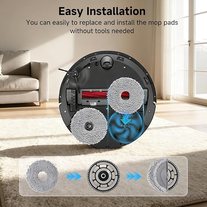 8 Pack Mop Pads for Roborock Saros 10R/QV 35A/Qrevo S/Qrevo Master/Qrevo Curv/Qrevo Slim/Qrevo Plus/Q Revo/Qrevo Pro/Qrevo Edge Robot Vacuum Cleaner, Washable & Reusable Microfiber Mop Cloths