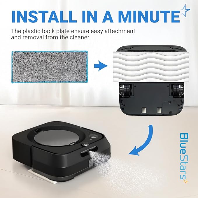 BlueStars 10 Packs m6 Washable and Reusable Wet Mopping Pads - Compatible with iRobot Braava Jet M Series Braava Jet m6 (6110) (6012) (6112) (6113) Ultimate Robot Mop - Microfiber Deep Clean Mop Pads