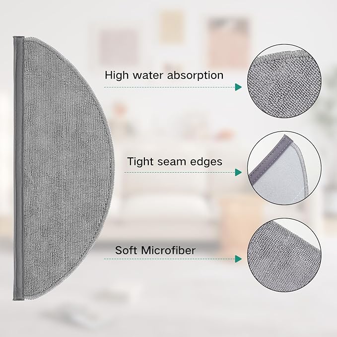 VIEWALL 6 Pack Microfiber Mop Cloths Compatible with Roborock Q10 X5 / Q10 X5+ Robot Vacuum Cleaner, Reusable Mop Cloths Replacement Accessories