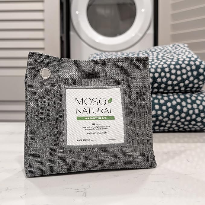 Moso Natural Air Purifying Bag 300g (10.58oz) Premium Bamboo Charcoal Odor Absorber for Home & Pet, Closet Odor Eliminator & Small Room Deodorizer, Charcoal Bags Last 2 Years, Unscented