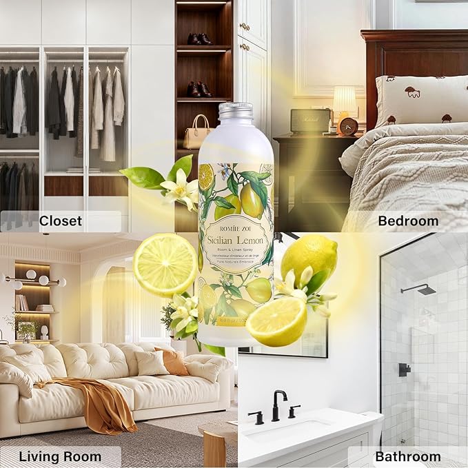 ROMIIE ZOI Lemon Room Spray Refill - 500ml / 16.8 Fl Oz - Invigorating and Zesty Scent for a Fresh, Energizing Home - Concentrated Air Freshener