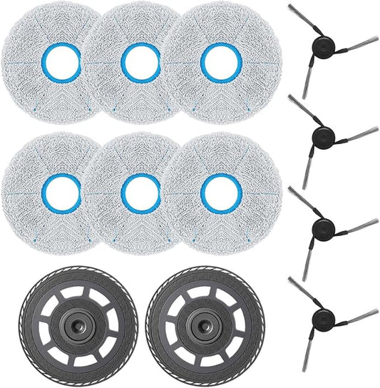 Auto 100℃ Hot Water Washable Mop Pads & Holder for Dreame X50 Ultra, S50, S50 Ultra, S50 Pro, L50 Ultra Robot Vacuum, 6 Reusable Self-Cleaning Mop Cloths with 2 Plates & 4 Side Brushes