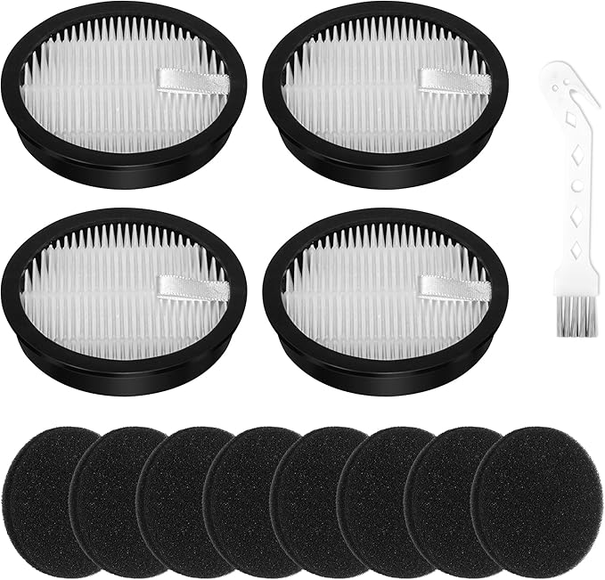 13 Pcs AceVac 11 Filter Replacement Compatible with AFNOP AceVac11 Cordless Anti-tangle Stick Vacuum Cleaner for Home with LED Touch Screen, 4 HEPA Filters, 8 Sponge Filters, 1 Cleaning Brush