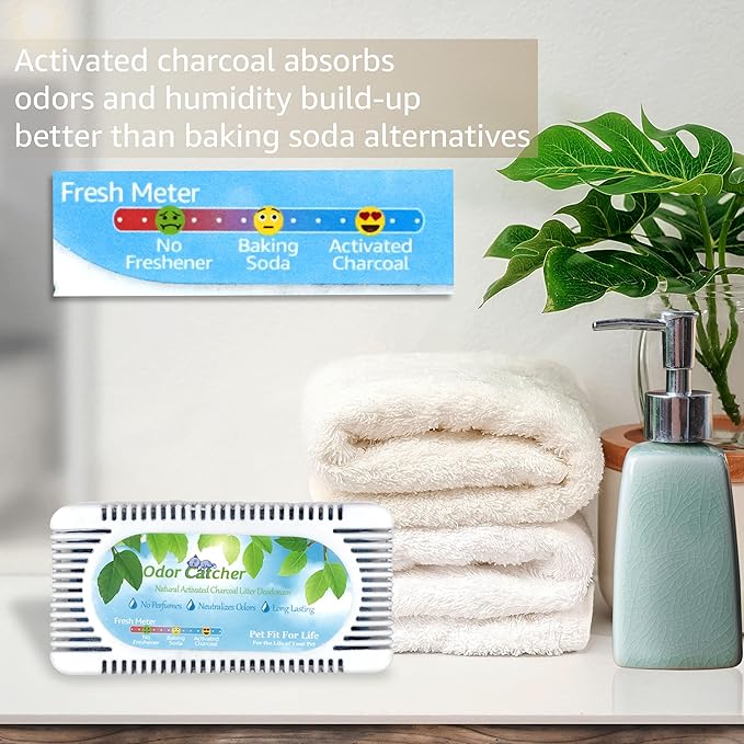 Pet Fit For Life Litter Box Odor Absorber - Activated Charcoal Pods for Litter Box Odor Eliminator, Unscented Freshener & Deodorizer for Long-Lasting Freshness & Effortless Approach - 2 Pack