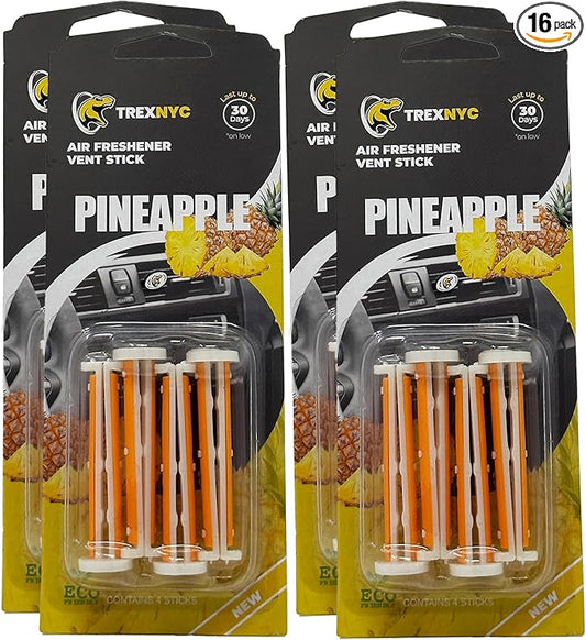 Car Air Fresheners Vent Sticks, Essential Car Odor Eliminator, For Long Lasting Fragrance up to 30 days (Pineapple, 4 Packs)