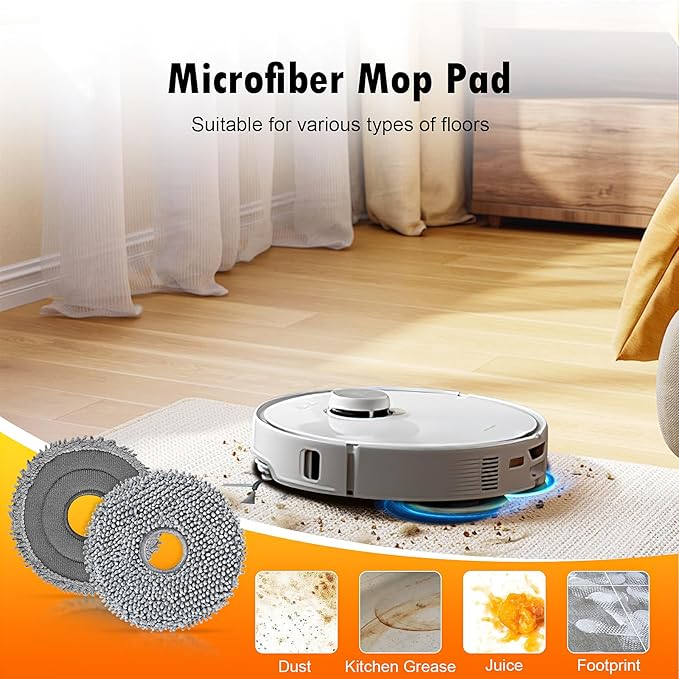 28 Pack Replacement Accessories for Roborock Qrevo Curv/Curv S5X/Qrevo Edge/Edge S5A/Qrevo S5V Robot Vacuum, 2 Pairs Mainbrush 4 Filter 6 Dust Bags 6 Mop Pad 6 Sidebrush 1 Cleaning Brush 1 Screwdriver