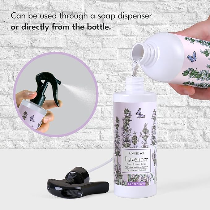 ROMIIE ZOI Lavender Room Spray Refill - 500ml / 16.8 Fl Oz - Calming Scent for Bedtime Relaxation & Better Sleep - Concentrated Air Freshener