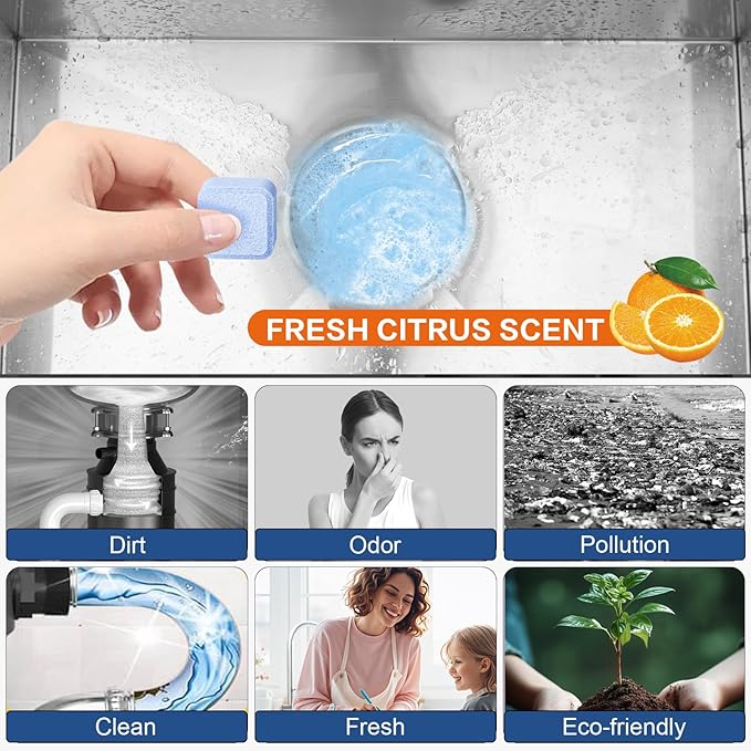 Treeroot 30 Pack Garbage Disposal Cleaner Tablets, Deodorizer, Foaming Sink Cleaner, Fresh Foaming Tablets for Garbage Disposal, Clean Kitchen Sink and Eliminate Odors, 1 Year Supply