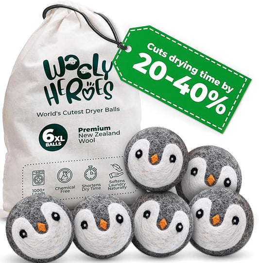 No More Dryer Sheets! XL Wool Dryer Balls 6-Pack, Reusable Laundry Softener & Static Reducer, Eco-Friendly, Long-Lasting, Safe for Sensitive Skin