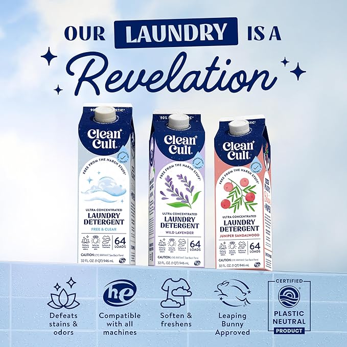 Ultra Concentrated Liquid Laundry Detergent Soap, 192 loads (96 oz), Long Lasting Scent, 90% Less Plastic, No Harsh Chemicals, Wild Lavender, Defeats Stains & Odors, HE/Standard Compatible