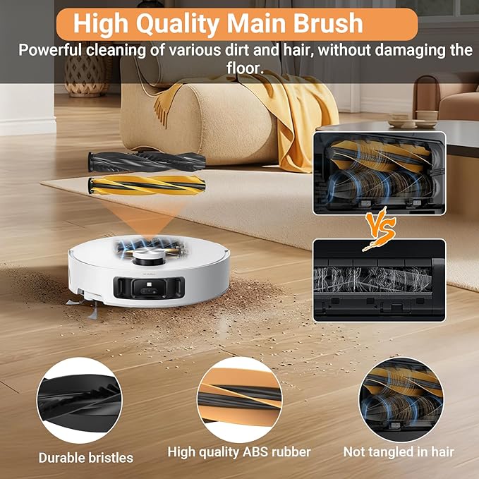 Replacement Kit for DREAME Aqua10 Ultra Roller Robot Vacuum, 1 Pair Main Brushes, 2 Roller Mops, 4 Filters, 6 Side Brushes & Dust Bags & Scented Tablets, 1 Cleaning Brush