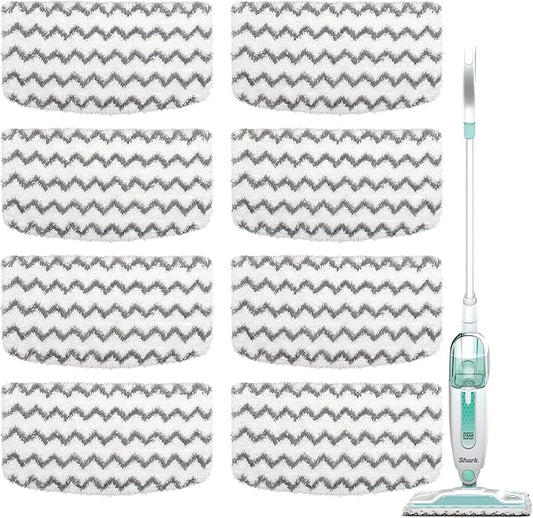 F Flammi Microfiber Mop Replacement Pads Compatible with Shark Steam Mop S1000 S1000A S1000C S1000WM S1001C S2001 (8 Pack)