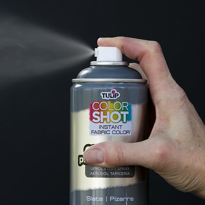 TULIP ColorShot Fabric Spray Paint for Outdoor Upholstery, Permanent Spray-On Fabric Paint for Furniture, Slate Grey 8oz 4-Pack