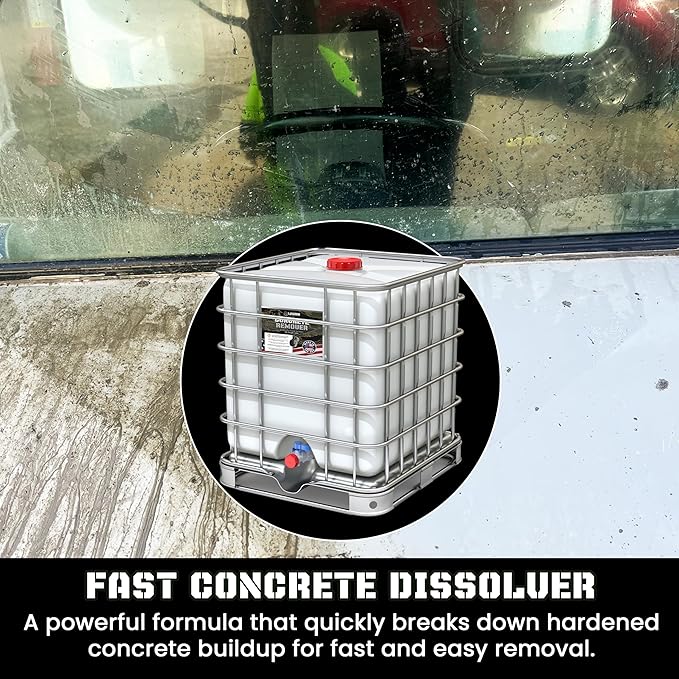 Heavy Concrete Remover – Dried Concrete & Cement Dissolver (Non-Corrosive, Biodegradable Acid Alternative), Industrial Bulk Size, 275-Gallon Tote