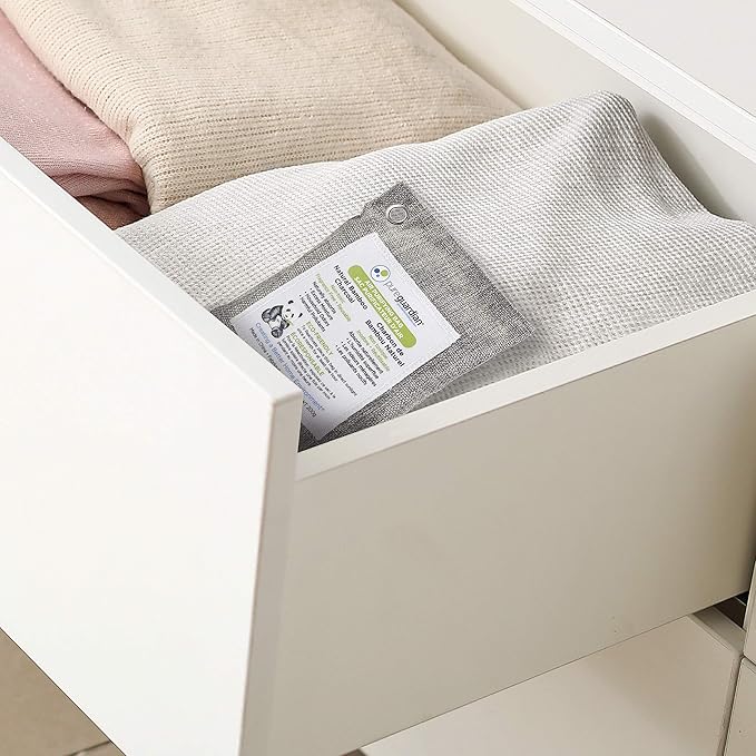 PureGuardian CB200 Bamboo Charcoal Air Purifying Bag, Eco-Friendly, Naturally Absorbs Odors, Excess Moisture and Pollutants, 200g, Gray