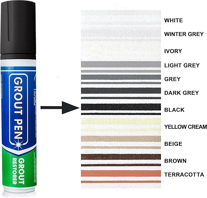 Grout Pen Tile Paint Marker: Waterproof Grout Colorant and Sealer Pen to Renew, Repair, and Refresh Tile Grout - Cleaner Coating Stain Pens - 2 Pack, 5mm Narrow and 15mm Wide Tip Pen - Black